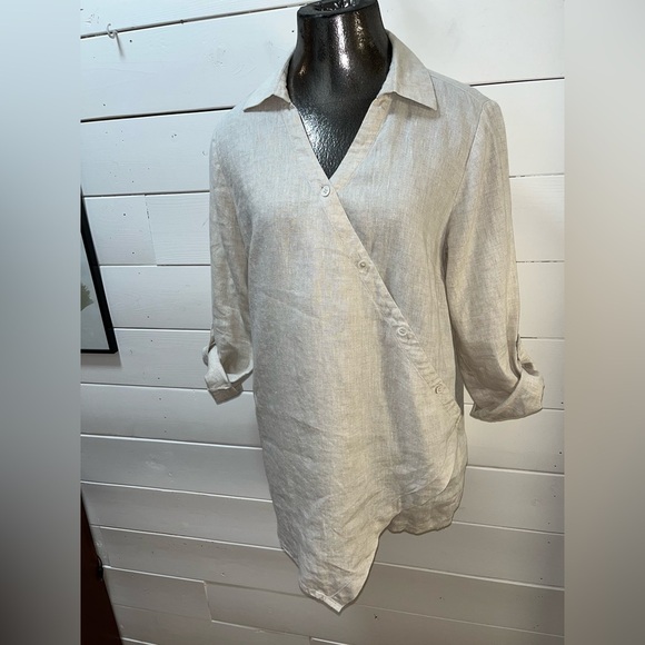 UCHUU MONTRÉAL – Asymmetrical Linen Shirt – Size 1 (Small) - Picture 6 of 11